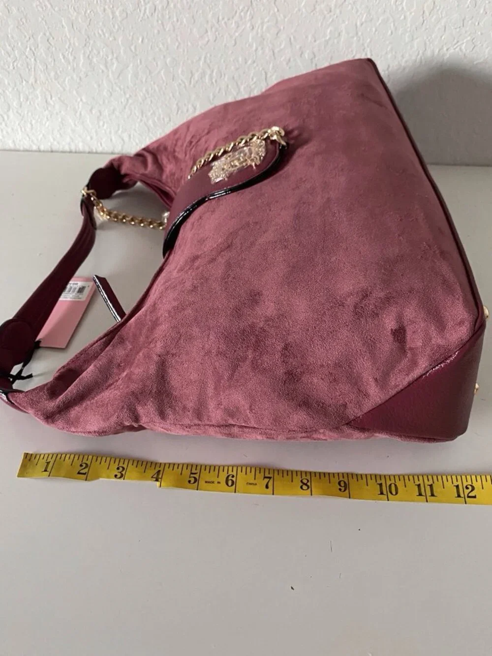 Juicy Couture Juicy Royal Crest Large Hobo Coho Cranberry Juice W/Chain VIRAL
